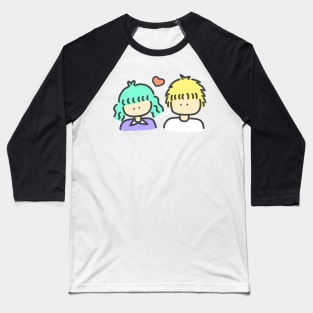 Retro Pop Cute Kawaii Couple Japanese Boy & Girl Anime 70s 80s 90s Art Baseball T-Shirt